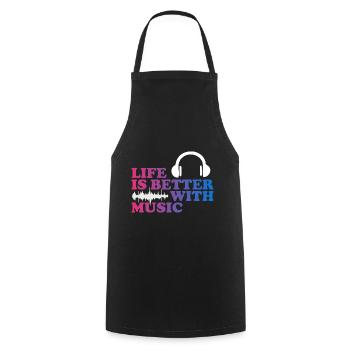 Music helps - Cooking Apron - black - Front - AI Model Male 185 dark (185cm)