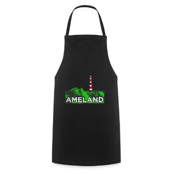 Ameländer Leuchtturm - Kochschürze - Schwarz - Vorne - AI Model Male 185 dark (185cm)