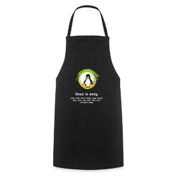 Computer System Penguin Nerd pc inside code admin - Cooking Apron - black - Front - AI Model Male 185 dark (185cm)