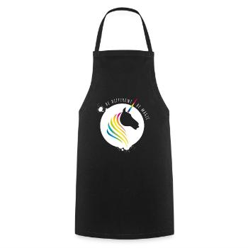 unicorn rainbow unicorn rainbow gay CSD cool LO - Cooking Apron - black - Front - AI Model Male 185 dark (185cm)