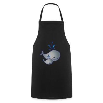 Wal Familie Whale Family am Wasser spritzen - Kochschürze - Schwarz - Vorne - AI Model Male 185 dark (185cm)