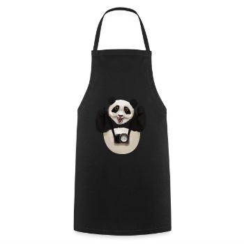 Panda Pandabär Fotograf Fotografie Photo Geschenk - Kochschürze - Schwarz - Vorne - AI Model Male 185 dark (185cm)