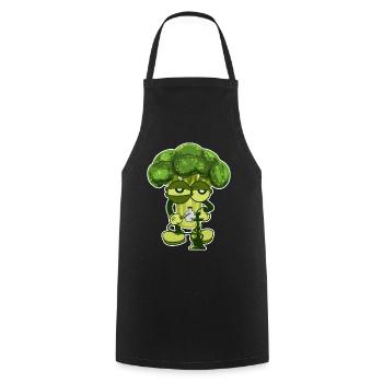 Brokkoli raucht Shisha Wasserpfeife Geschenk - Kochschürze - Schwarz - Vorne - AI Model Male 185 dark (185cm)