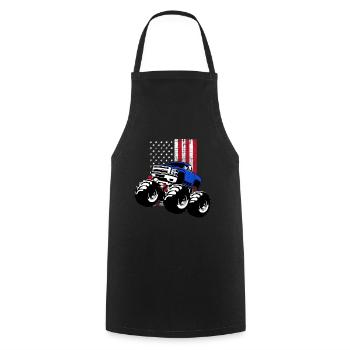 US Flagge Monster Truck Geschenk | Monstertruck - Kochschürze - Schwarz - Vorne - AI Model Male 185 dark (185cm)