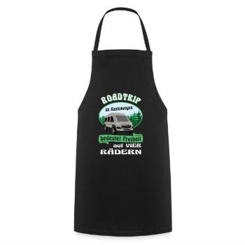 Road trip en camionnette Camping Camper - Tablier de cuisine - noir - Devant - AI Model Male 185 dark (185cm)