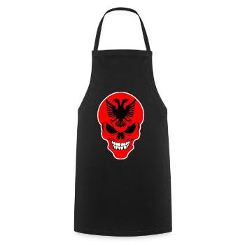 Albanie - crâne albanais sinistre - Tablier de cuisine - noir - Devant - AI Model Male 185 dark (185cm)