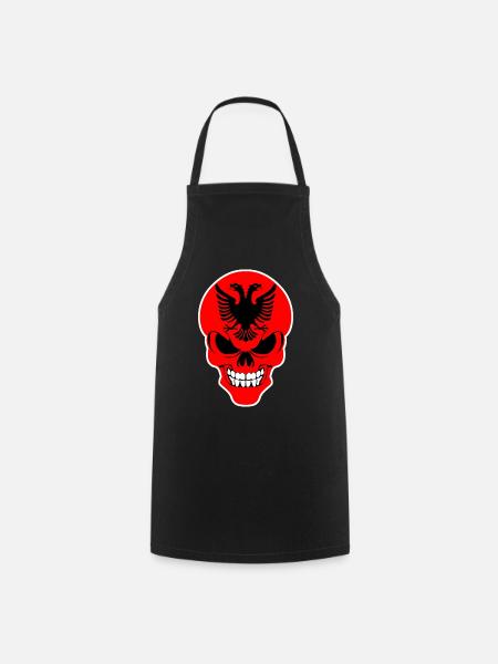 Albania - grim Albanian skull - Cooking Apron - black