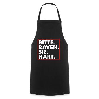 Bitte raven Sie hart Goa Techno Dubstep - Kochschürze - Schwarz - Vorne - AI Model Male 185 dark (185cm)