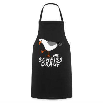 Möwe - lustiger Scheiss drauf Spruch - Kochschürze - Schwarz - Vorne - AI Model Male 185 dark (185cm)