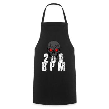 Gabber Hakken Uptempo 200 BPM skull - Cooking Apron - black - Front - AI Model Male 185 dark (185cm)