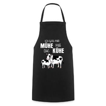Kuh mit Kalb lustiger Spruch mit Mühe - Kochschürze - Schwarz - Vorne - AI Model Male 185 dark (185cm)