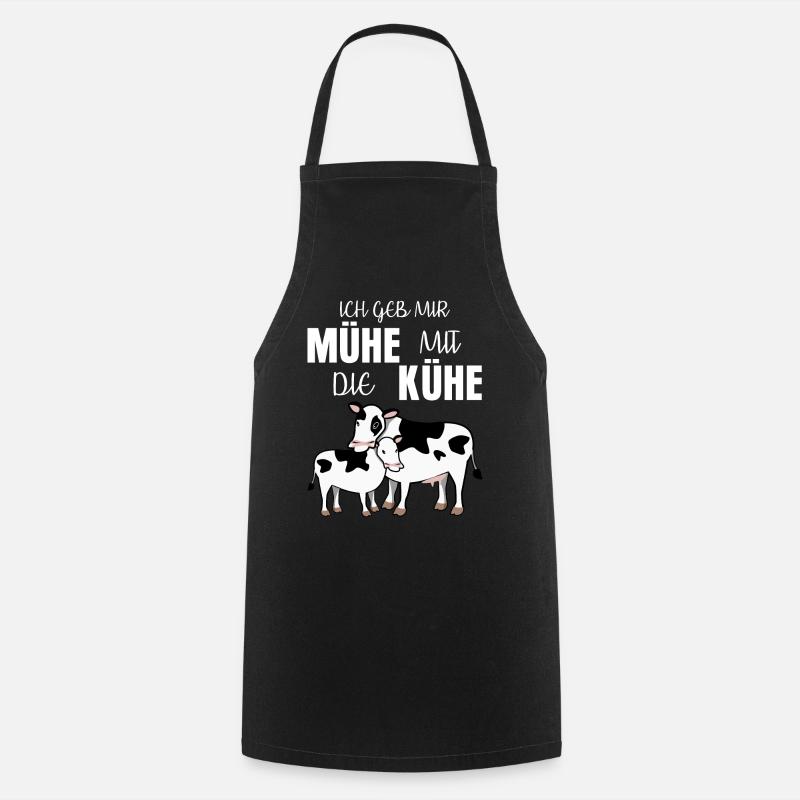 Kuh mit Kalb lustiger Spruch mit Mühe - Kochschürze - Schwarz