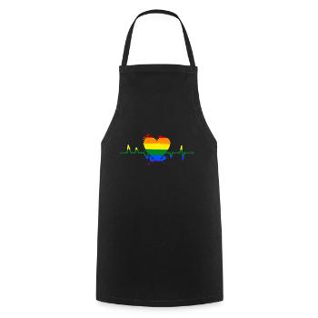 Rainbow heartbeat heart tolerance - Cooking Apron - black - Front - AI Model Male 185 dark (185cm)