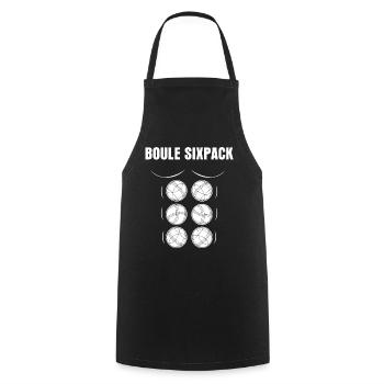 Boule game six pack funny saying - Cooking Apron - black - Front - AI Model Male 185 dark (185cm)