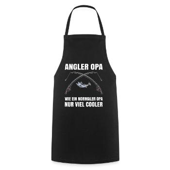 Angler Geschenk - Opa Fisch - Kochschürze - Schwarz - Vorne - AI Model Male 185 dark (185cm)
