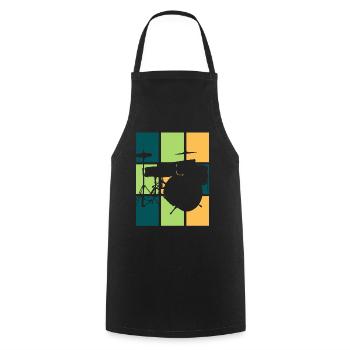 Cadeau de batterie rétro batteur - Tablier de cuisine - noir - Devant - AI Model Male 185 dark (185cm)