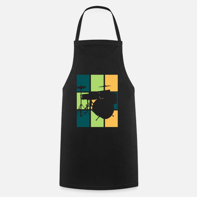 Drummer retro Schlagzeug Geschenk - Kochschürze - Schwarz