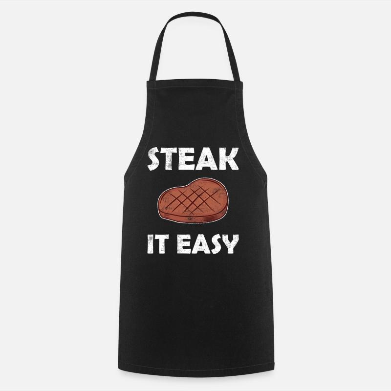Steak it Easy - lustiger Spruch Grillen - Kochschürze - Schwarz