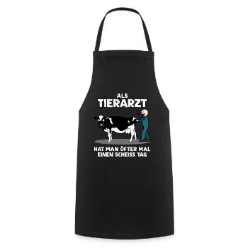 Tierarzt - lustiger Spruch Witz mit Kuh - Kochschürze - Schwarz - Vorne - AI Model Male 185 dark (185cm)