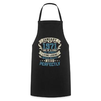 Né en janvier 1971 Legends 50e anniversaire - Tablier de cuisine - noir - Devant - AI Model Male 185 dark (185cm)