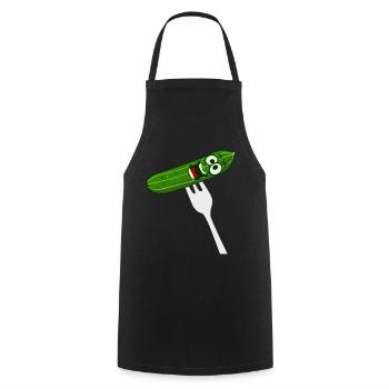 Gurke mit Gabel - lustig - Kochschürze - Schwarz - Vorne - AI Model Male 185 dark (185cm)
