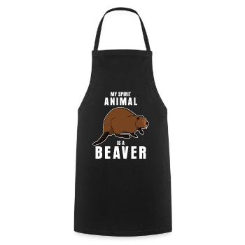 Castor énonciation drôle avec rongeur - Tablier de cuisine - noir - Devant - AI Model Male 185 dark (185cm)