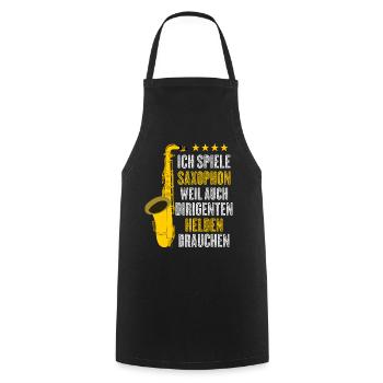 Saxophon Spruch lustig Dirigienten Witz - Kochschürze - Schwarz - Vorne - AI Model Male 185 dark (185cm)