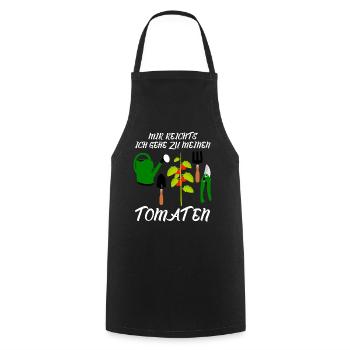 Tomaten und Tomate Spruch - Kochschürze - Schwarz - Vorne - AI Model Male 185 dark (185cm)