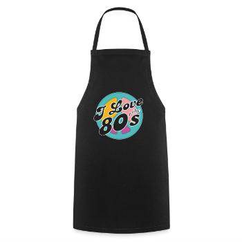 Retro 80s Era Vintage Eighties 80s - Cooking Apron - black - Front - AI Model Male 185 dark (185cm)