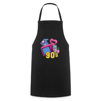Retro 90s Era Vintage Nineties 90s - Cooking Apron - black - Front - AI Model Male 185 dark (185cm)