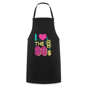 I love 80's Retro 80s Oldschool mot d’ordre fête - Tablier de cuisine - noir - Devant - AI Model Male 185 dark (185cm)