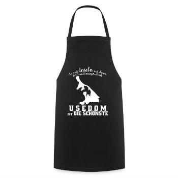 Usedom Insel Spruch - Kochschürze - Schwarz - Vorne - AI Model Male 185 dark (185cm)
