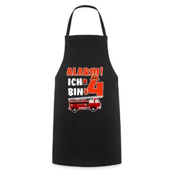 Alarm Ich bin 4 - 4. Geburtstag - Feuerwehr - - Kochschürze - Schwarz - Vorne - AI Model Male 185 dark (185cm)