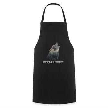 Preserve & Protect Wolf Climate Change - Cooking Apron - black - Front - AI Model Male 185 dark (185cm)