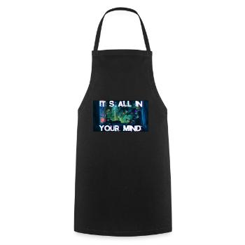 It's All In Your Mind - Glitch Vaporwave 80s 90s - Cooking Apron - black - Front - AI Model Male 185 dark (185cm)