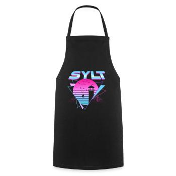 Insel Sylt- Sylt Urlaub 80s Synthwave Vaporwave - Kochschürze - Schwarz - Vorne - AI Model Male 185 dark (185cm)