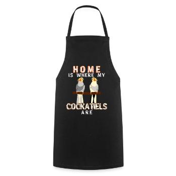 Nymphensittich Cockatiels Cockatiel - Cooking Apron - black - Front - AI Model Male 185 dark (185cm)