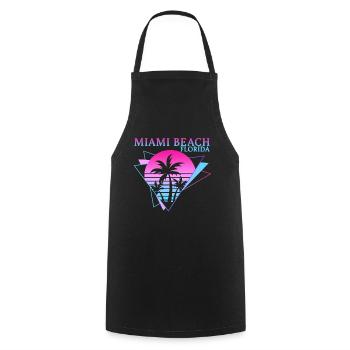 Miami Beach - Retro 80s Aesthetic Vaporwave - Kochschürze - Schwarz - Vorne - AI Model Male 185 dark (185cm)