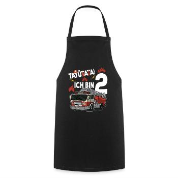 TATÜTATA! Ich bin 2 - 2. Geburtstag - Feuerwehr - - Kochschürze - Schwarz - Vorne - AI Model Male 185 dark (185cm)