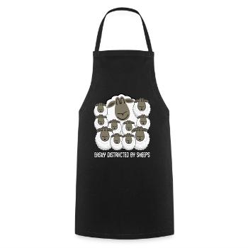Sheep Easily distracted by Sheeps Sheep - Cooking Apron - black - Front - AI Model Male 185 dark (185cm)