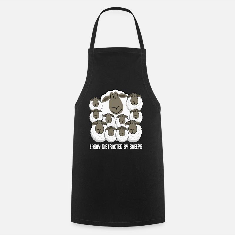 Sheep Easily distracted by Sheeps Sheep - Cooking Apron - black