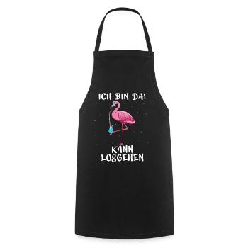 Ich bin da kann losgehen Flamingo Party Saufen - Kochschürze - Schwarz - Vorne - AI Model Male 185 dark (185cm)