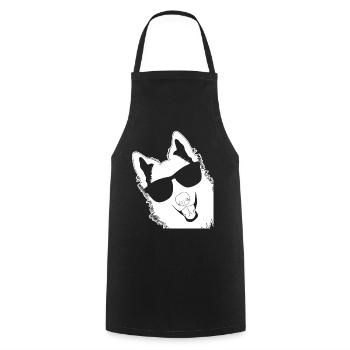 Chien de berger blanc avec lunettes de soleil - Tablier de cuisine - noir - Devant - AI Model Male 185 dark (185cm)