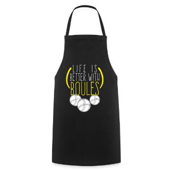 Pétanque Boule Boccia Boulekugeln - Tablier de cuisine - noir - Devant - AI Model Male 185 dark (185cm)