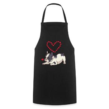 Français Bulldog Mama Frenchie Cher Chien - Tablier de cuisine - noir - Devant - AI Model Male 185 dark (185cm)
