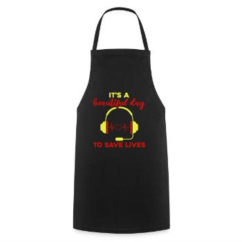 Emergency dispatcher 112 Ambulance Fire Brigade - Cooking Apron - black - Front - AI Model Male 185 dark (185cm)