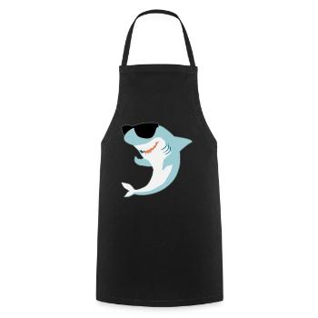 Megalodon with sunglasses shark - Cooking Apron - black - Front - AI Model Male 185 dark (185cm)