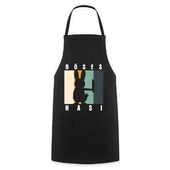 Böses Hasi Retro mit bösem Hasen - Kochschürze - Schwarz - Vorne - AI Model Male 185 dark (185cm)