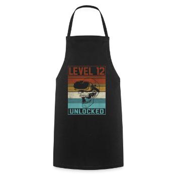 Boy 12th Birthday Gamer - Cooking Apron - black - Front - AI Model Male 185 dark (185cm)