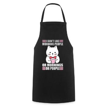 Funny Morning People Sarcasm Coffee Moody Cat - Kochschürze - Schwarz - Vorne - AI Model Male 185 dark (185cm)